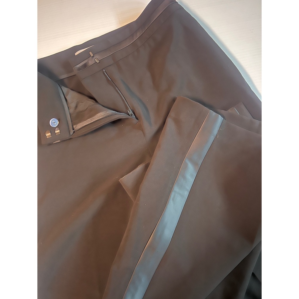 HM Black Tuxedo Trousers Satin Stripe Straight Leg Dress Pants Womens Size 8